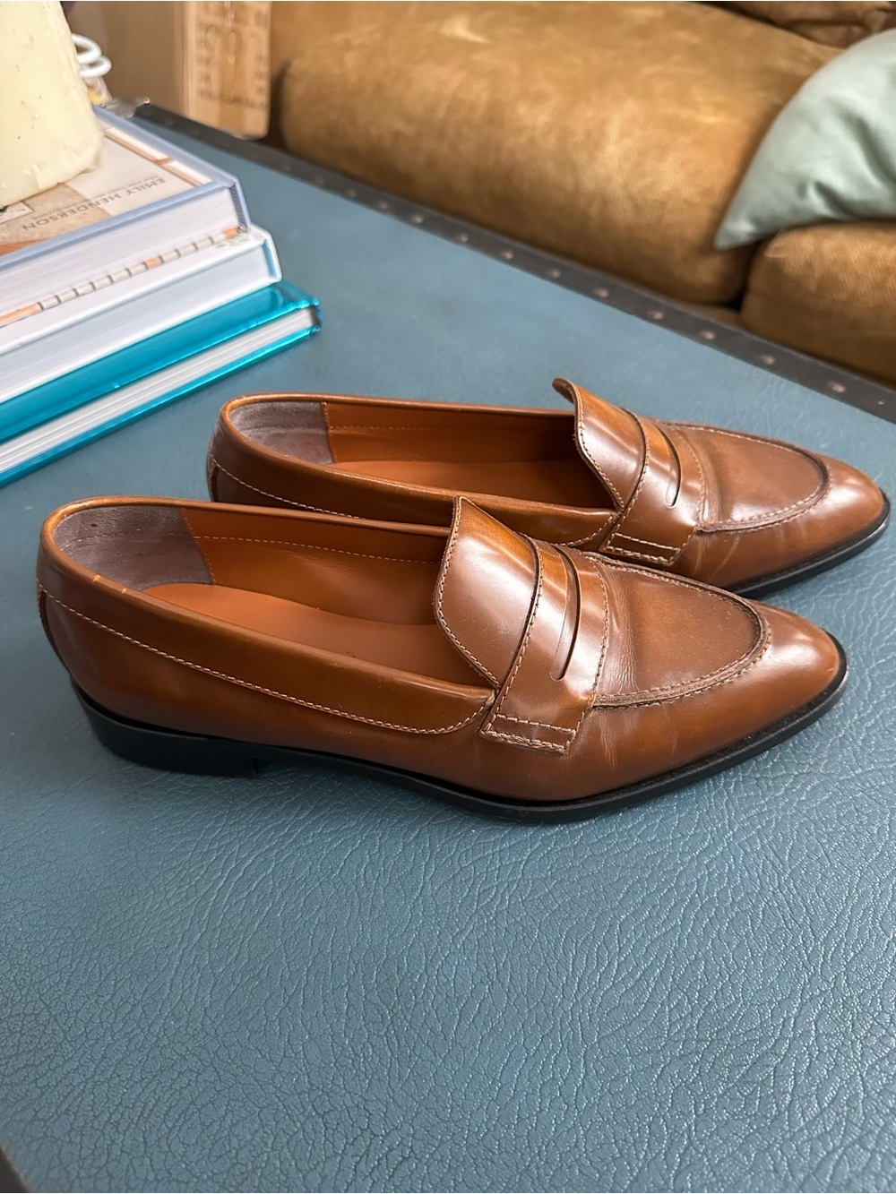 Everlane Tan Brown Leather Penny Loafers - Picture 3 of 6